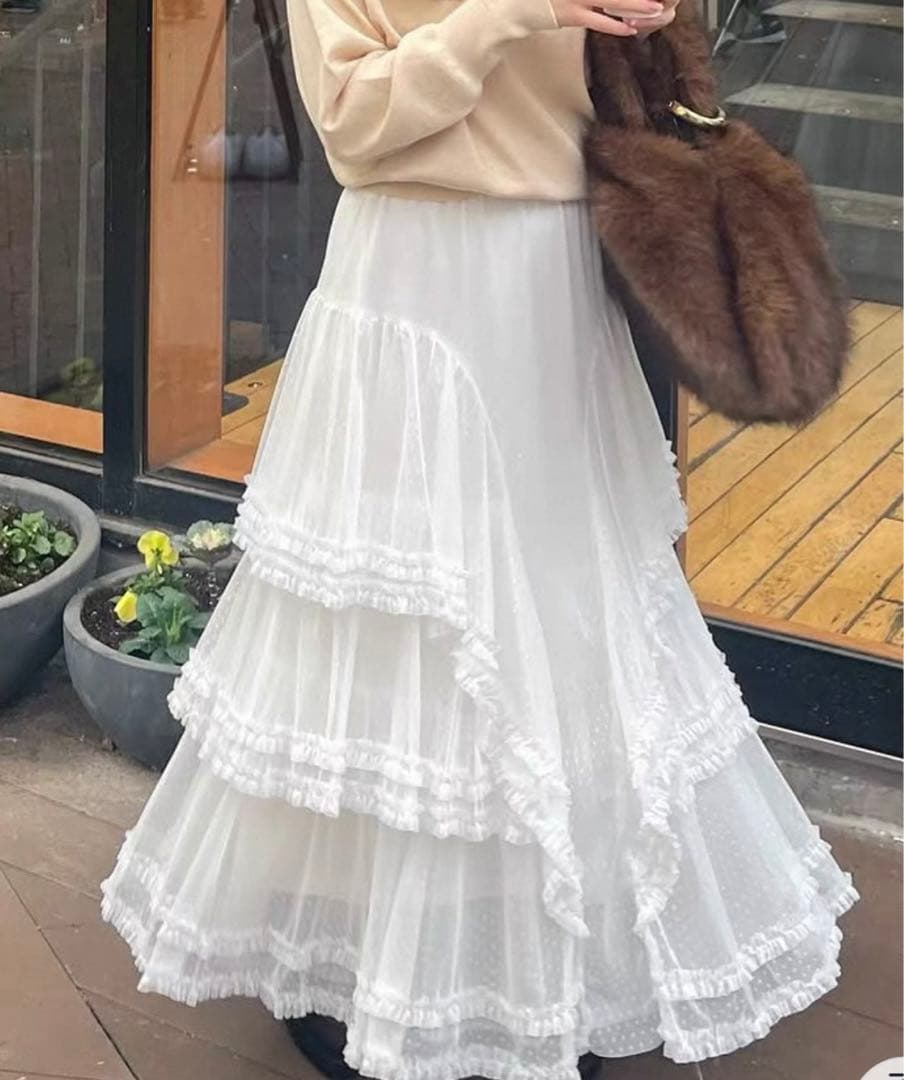 ココディール ドットチュールティアードフレアスカート - メルカリ