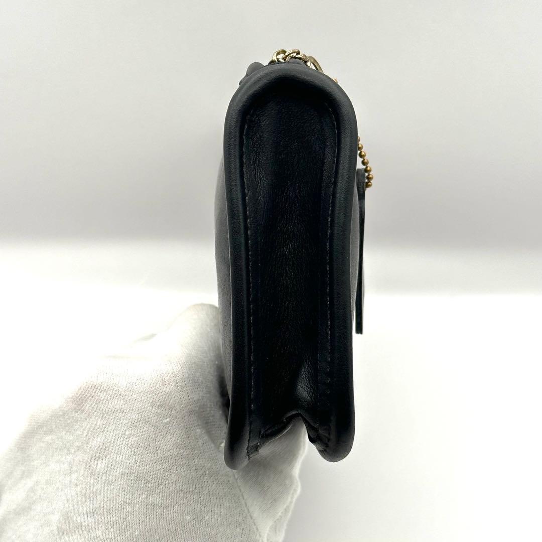 良品】OLD COACH オールドコーチ マルチポーチ レザー ブラック 黒