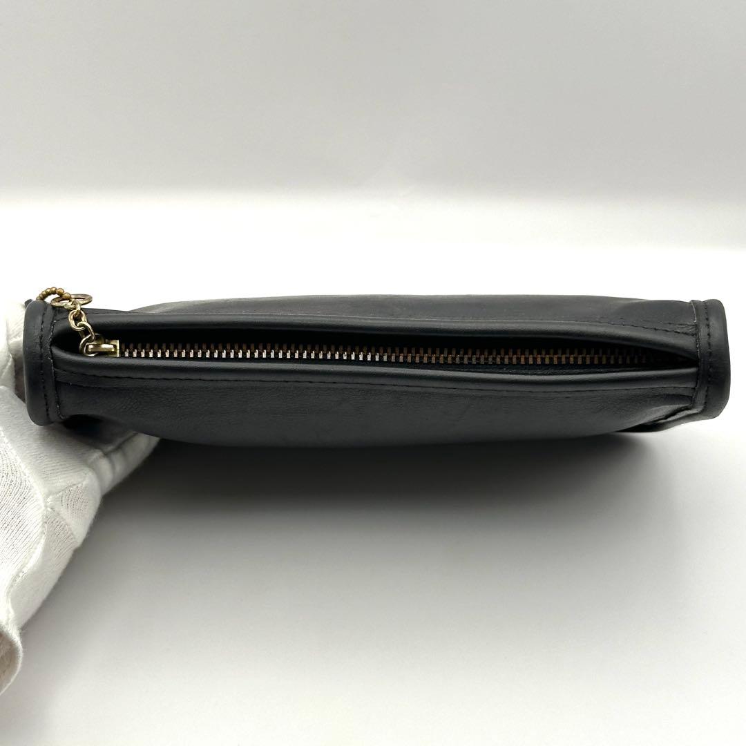 良品】OLD COACH オールドコーチ マルチポーチ レザー ブラック 黒