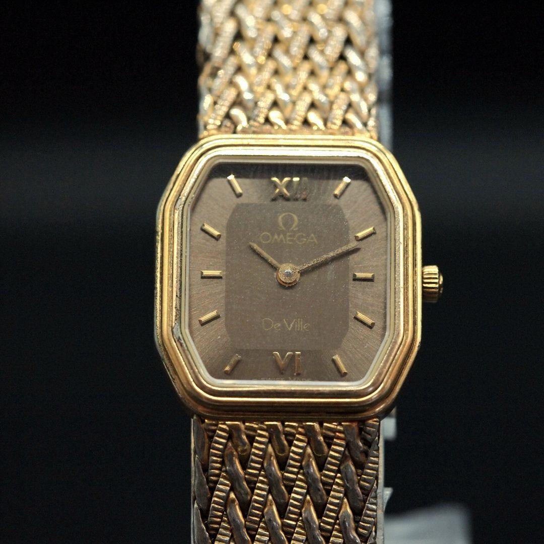 オメガ デヴィル 10K RGP ゴールド文字盤 レディース 手巻き 不動