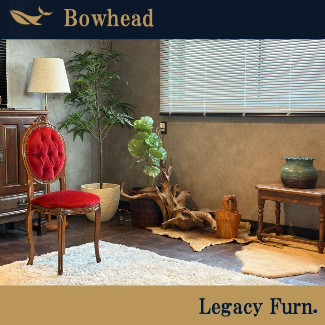 希少猫脚クラシックアンティークチェア木彫りレッドボタンダウンSZ