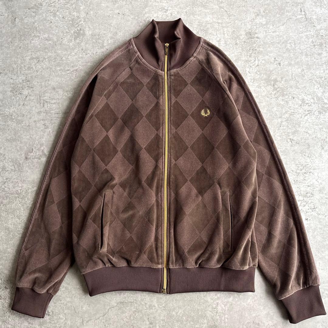 FREDPERRY フレッドペリー【S】トラックジャケット ベロア アーガイル