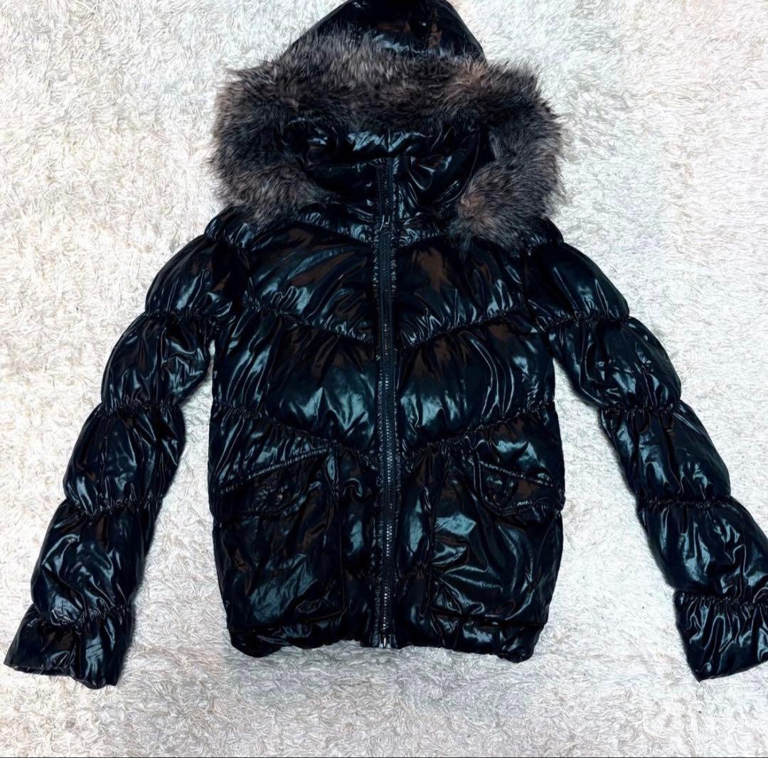光沢✨GAP 短丈 ダウンジャケット ファー グランジ y2k 平成ギャルXXS