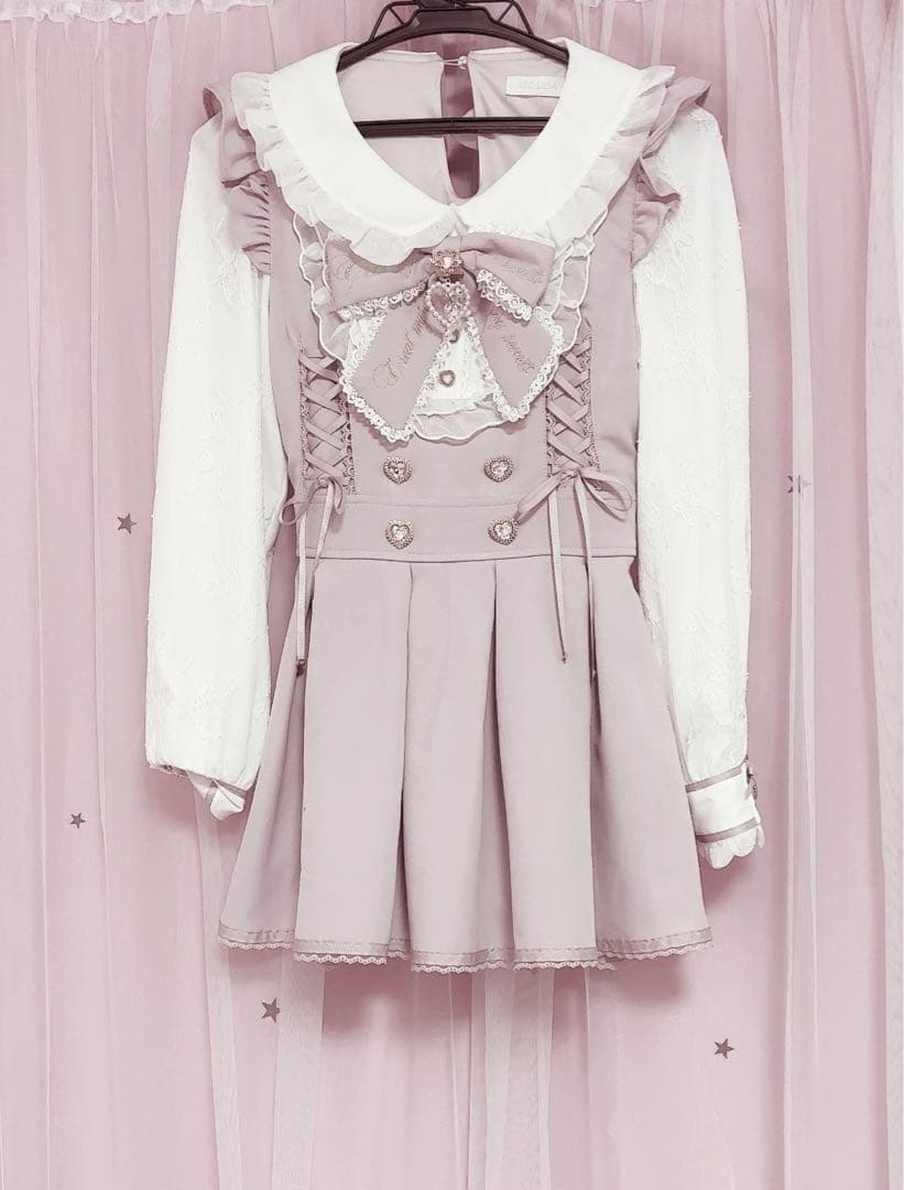 LIZLISA リズリサ フリルヨークリボンセットアップ ピンク - メルカリ