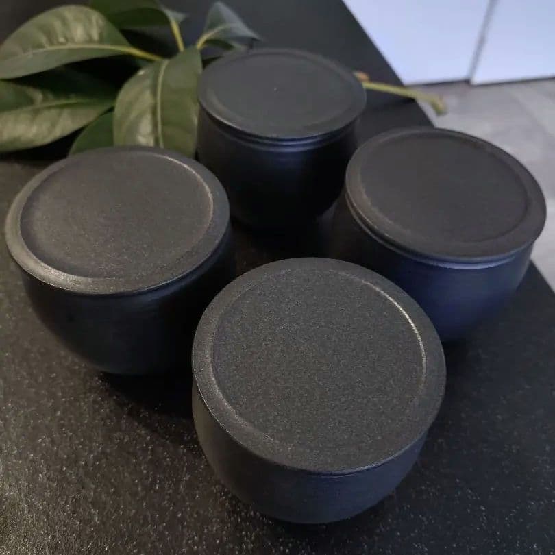 小野俊さん 蓋物 丸型 S 黒鉄釉 4個セット