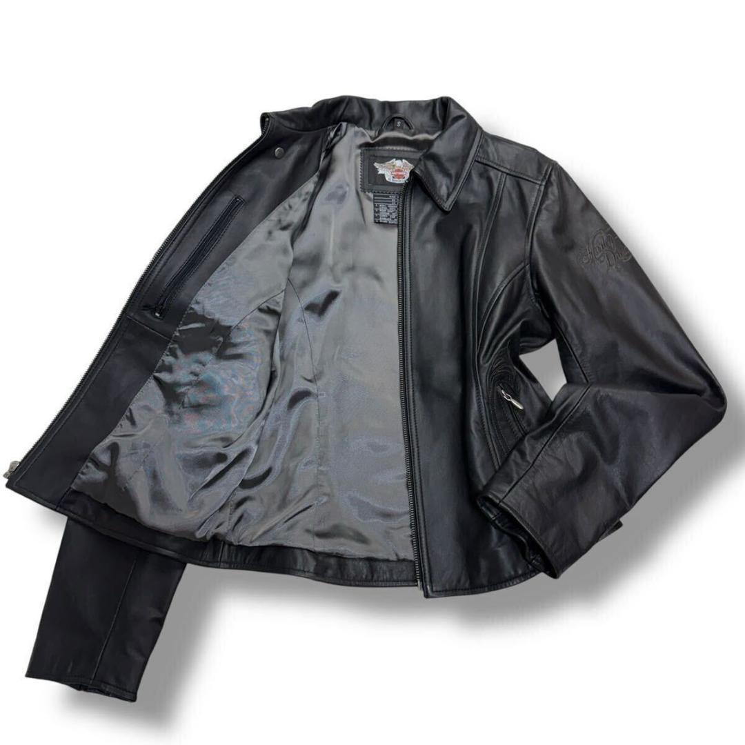 945【極美品】HARLEY DAVIDSON ライダースジャケット刺繍 黒 - メルカリ
