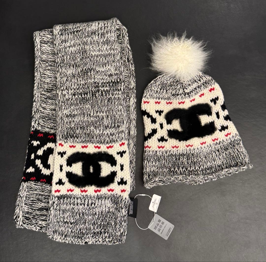 シャネル ニット帽•マフラーセット - メルカリ
