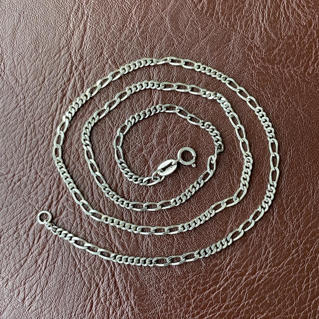 シルバー925 MEXICO フィガロチェーン ネックレス 約44cm 3mm - メルカリ