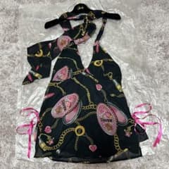 MARSマーズ y2k ギャル コスメ柄ホルターネックキャミソール ブラック