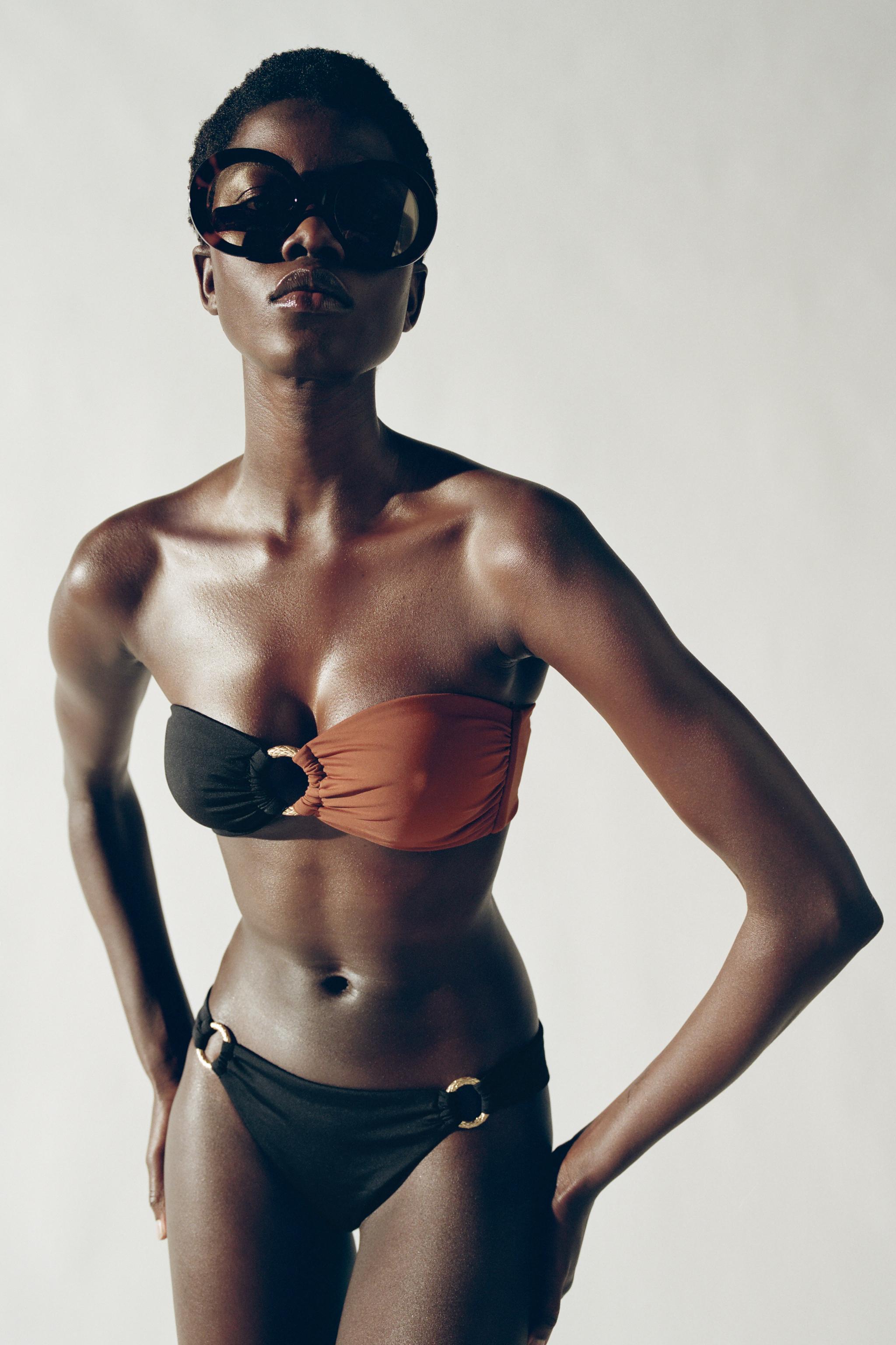 メタリックピースビキニボトム - ブラック | ZARA Japan / 日本