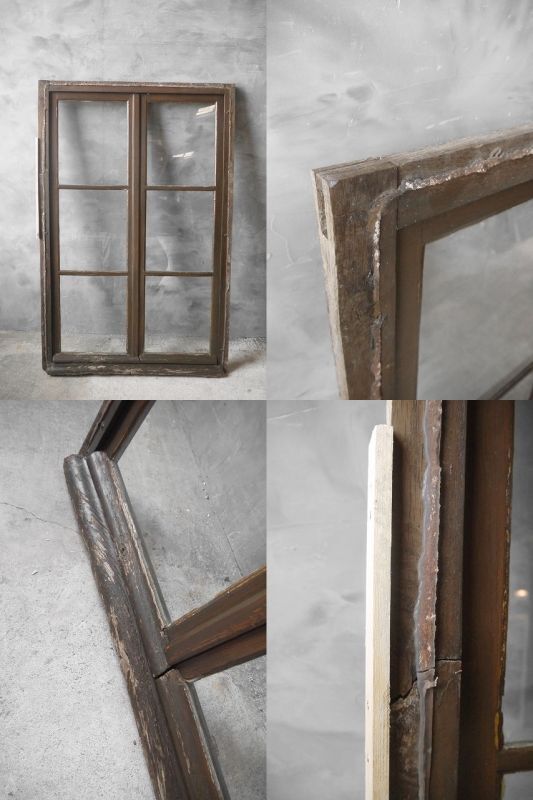 アンティーク ガラス窓枠 枠付き2枚セット B - FRANCEANTIQUE_STAGE