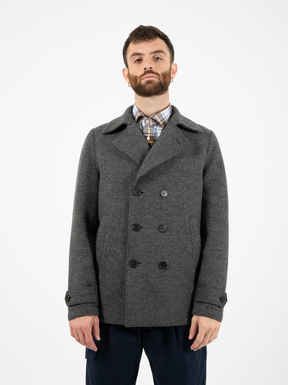 Harris Wharf London - Peacoat boiled wool teddy grey | STIMM