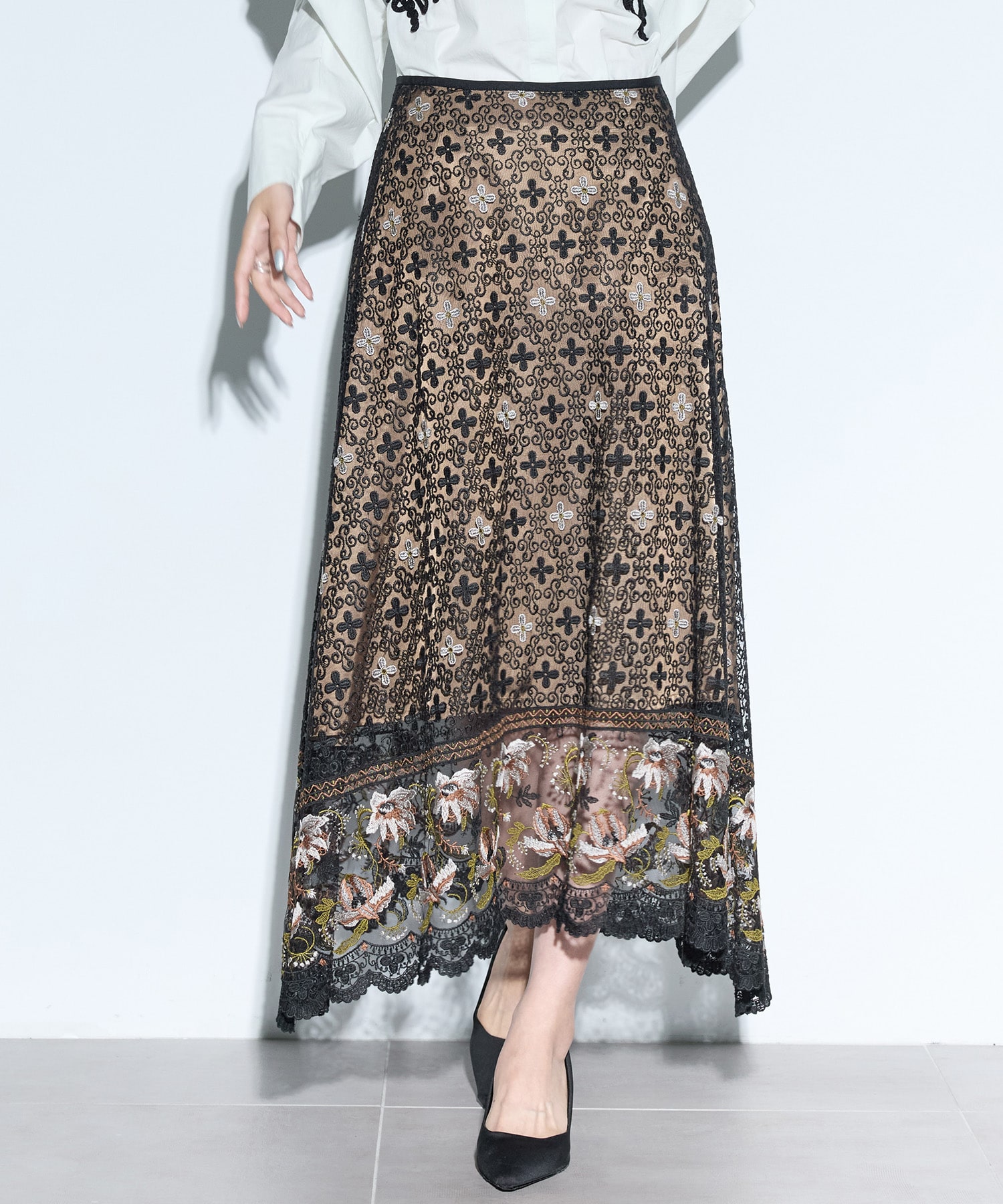 Everlasting embroidery lace skirt(1 BLACK): MURRAL: WOMENS