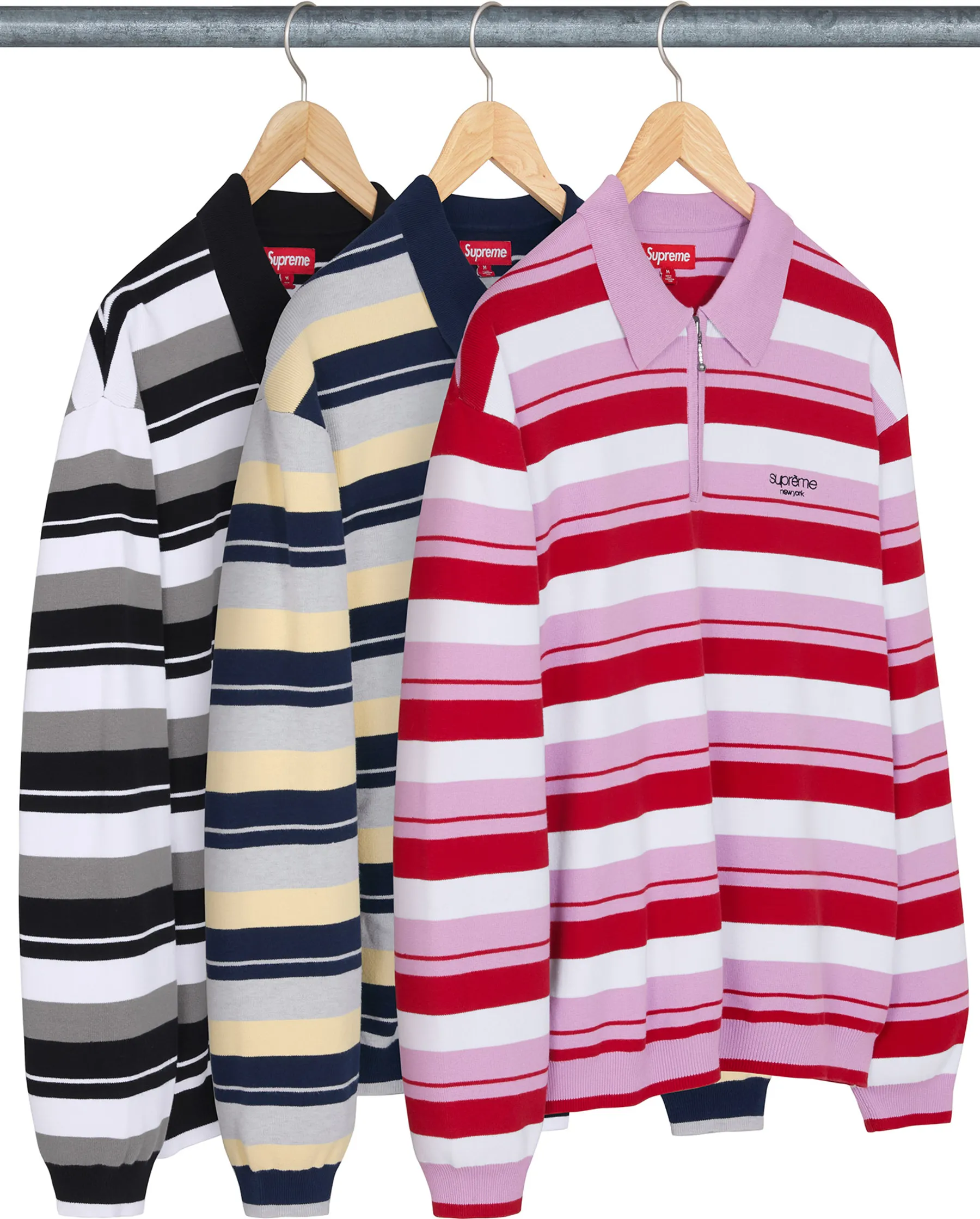 Stripe Zip L/S Polo | Supreme 24fw