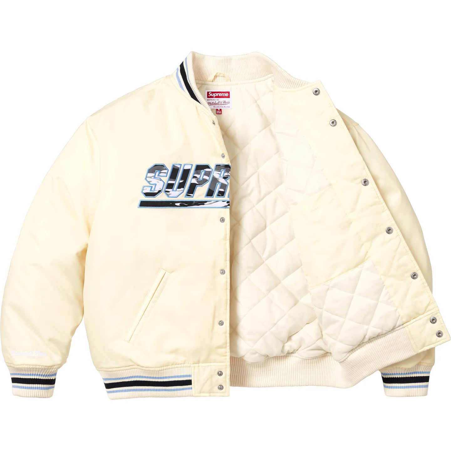 Supreme®/Mitchell & Ness® Camo Logo Varsity Jacket | Supreme 25ss