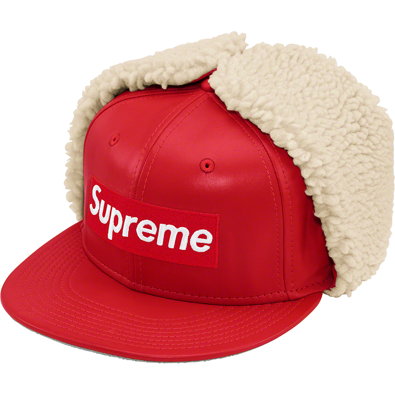 Leather Earflap Box Logo New Era® | Supreme 22fw