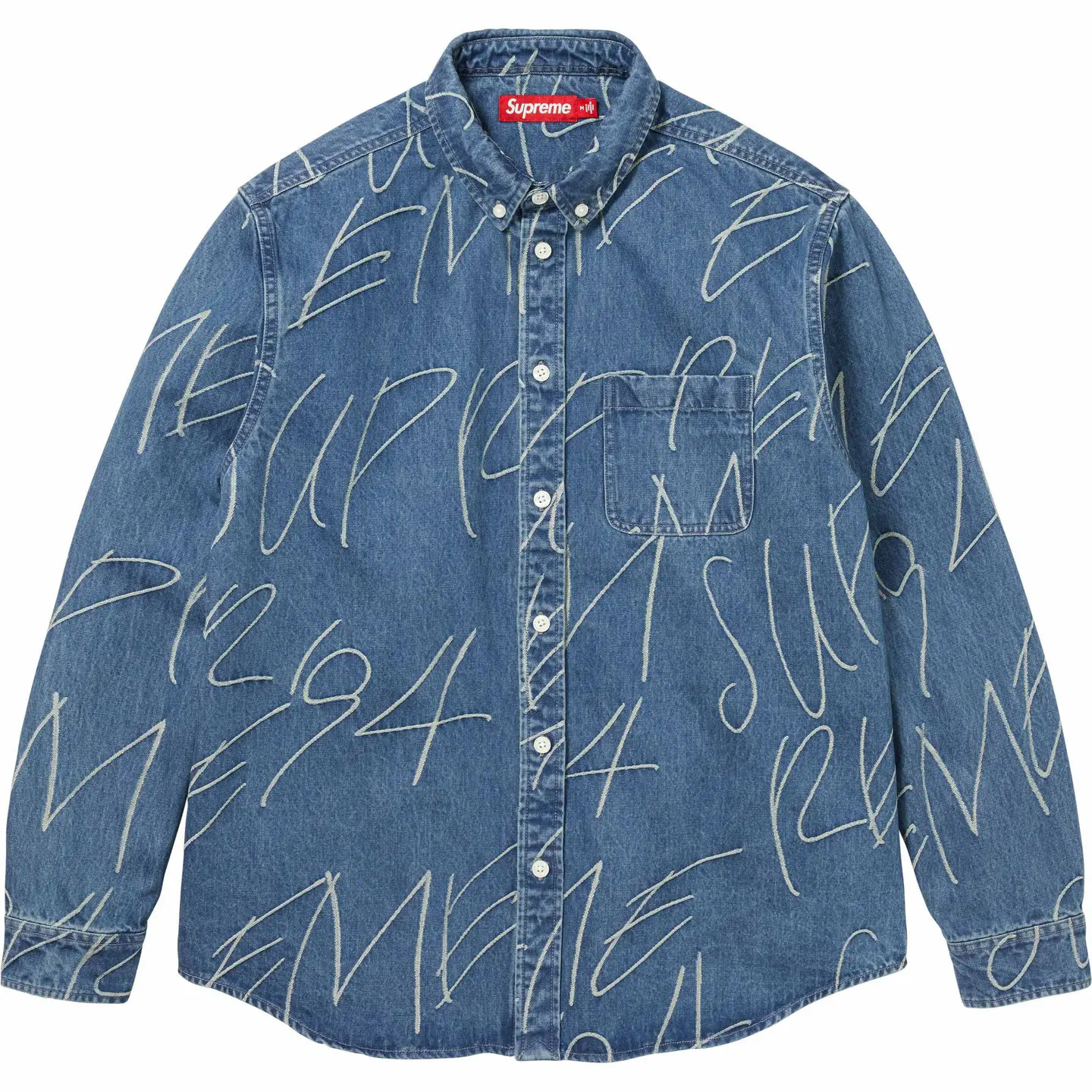 Handwriting Jacquard Denim Shirt | Supreme 23fw
