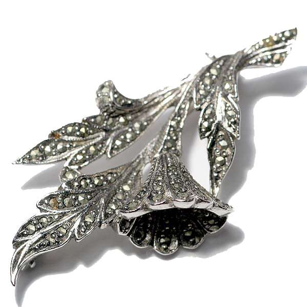 英国1940sマルカジット（マーカサイト）フラワーブローチ|ジュエリー