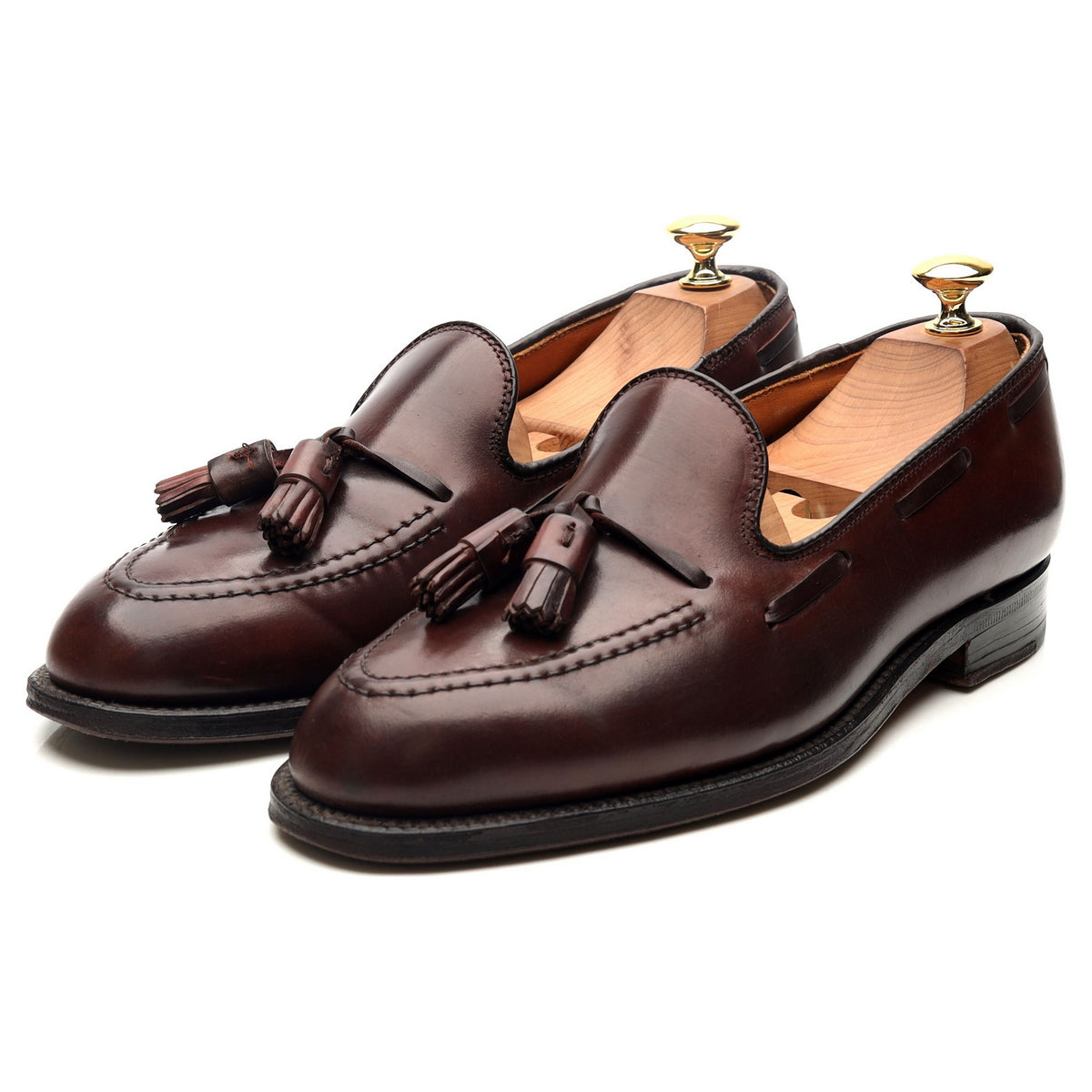 563' Burgundy Cordovan Leather Tassel Loafers UK 7 US 7.5