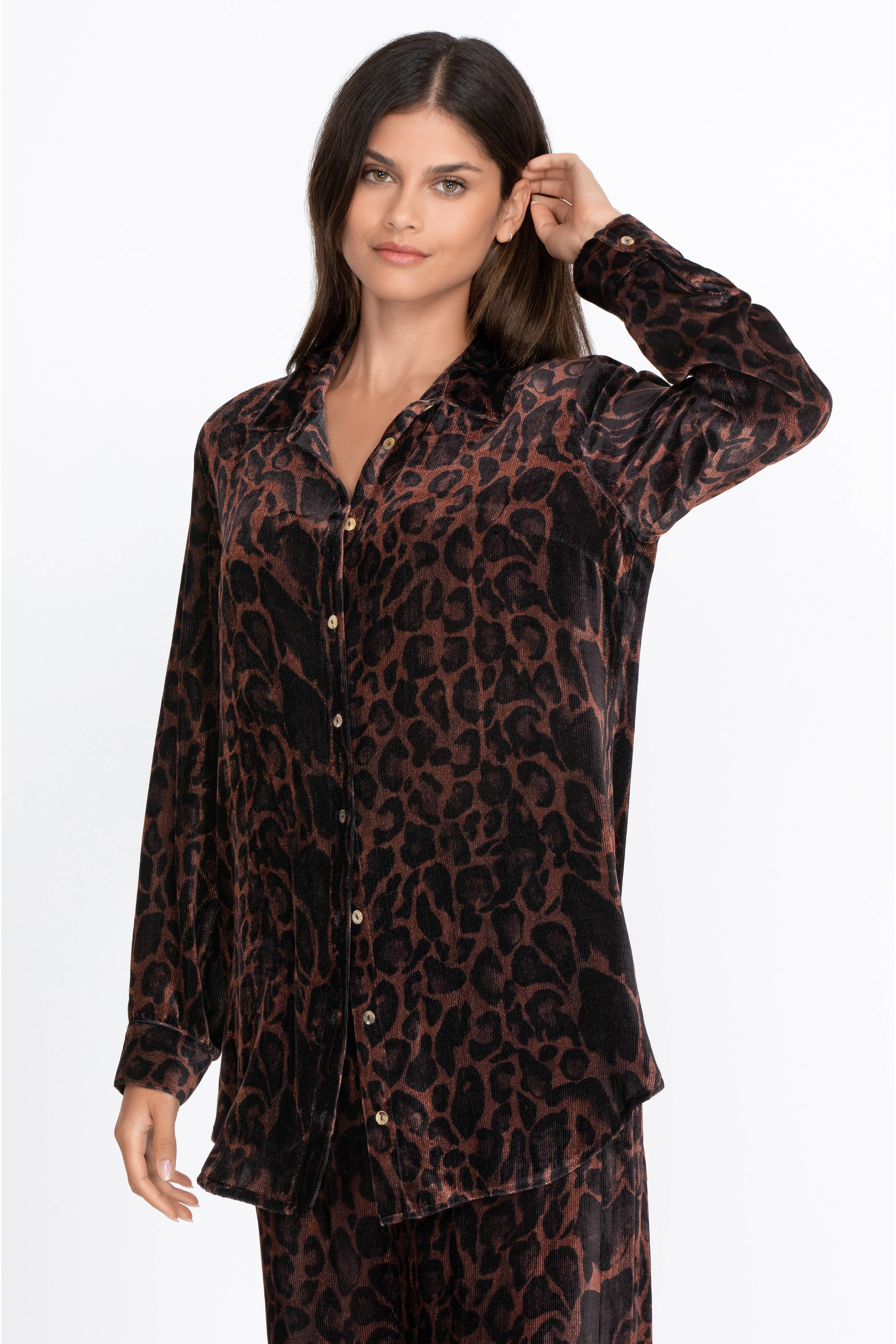 Buy Leopard Corduroy Velvet Shirt Tunic | Johnny Was