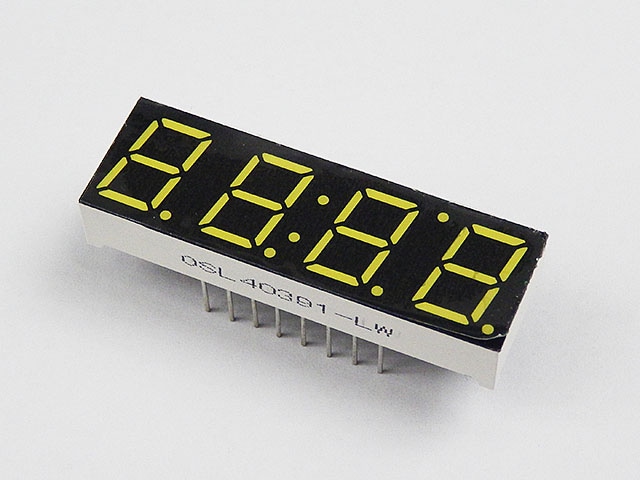 4桁白色7セグメントLED表示器(コロン付) カソードコモン(カソード共通