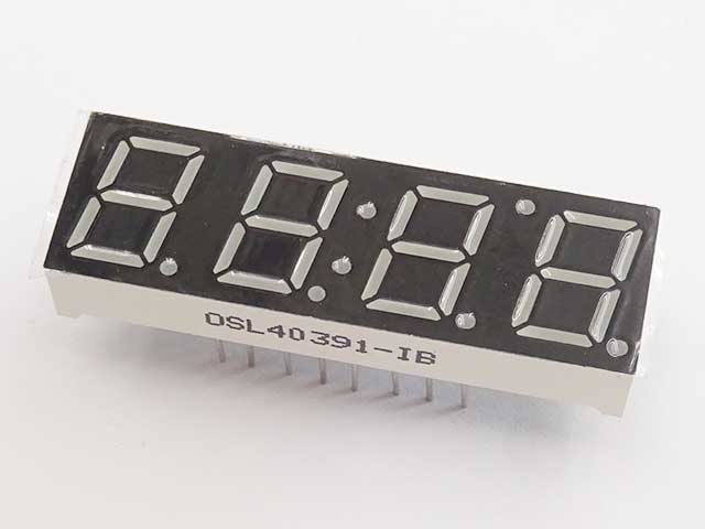 4桁青色7セグメントLED表示器(コロン付) アノードコモン(アノード共通