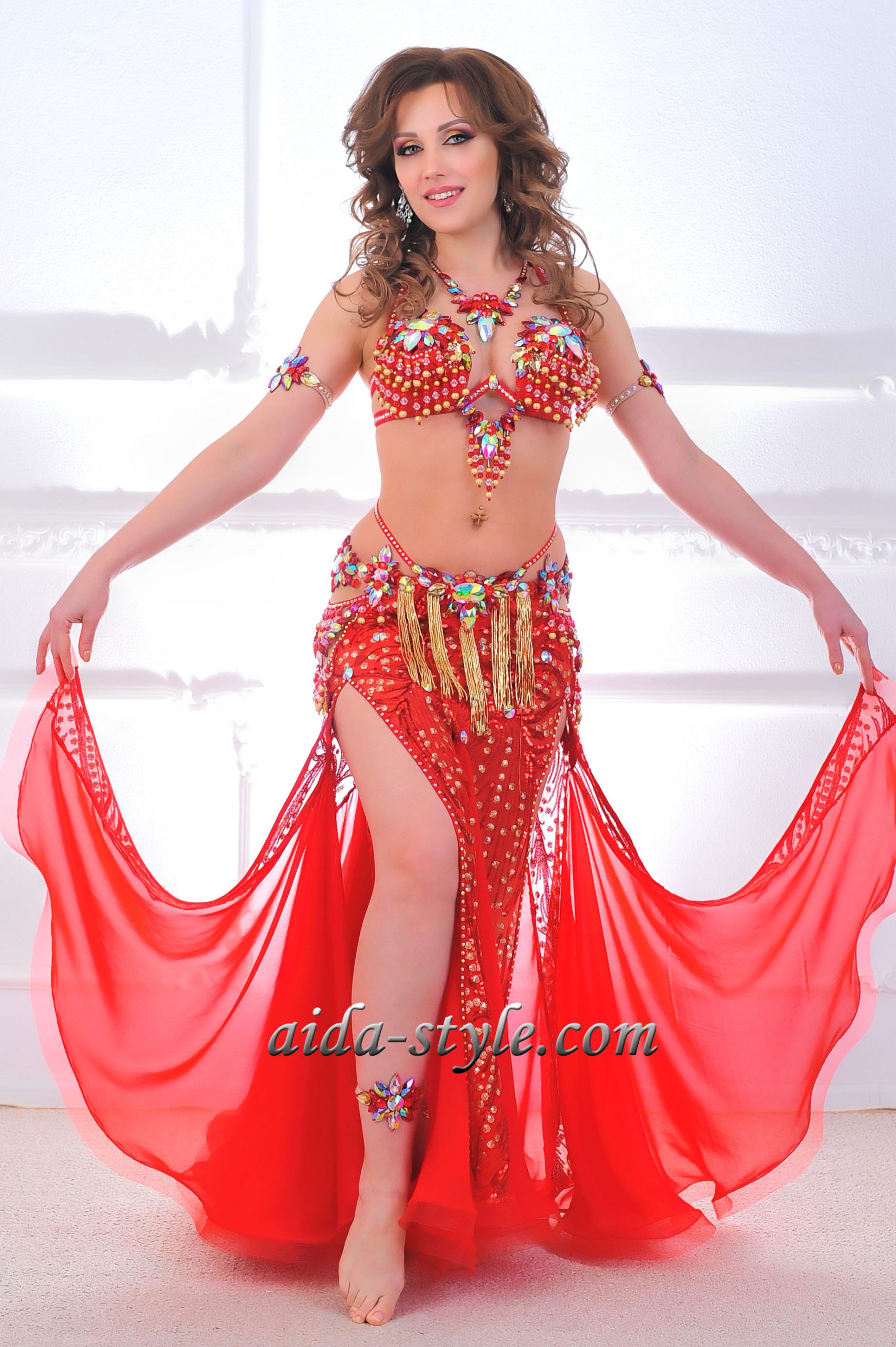 Red Belly Dancing Costume - Aida Style