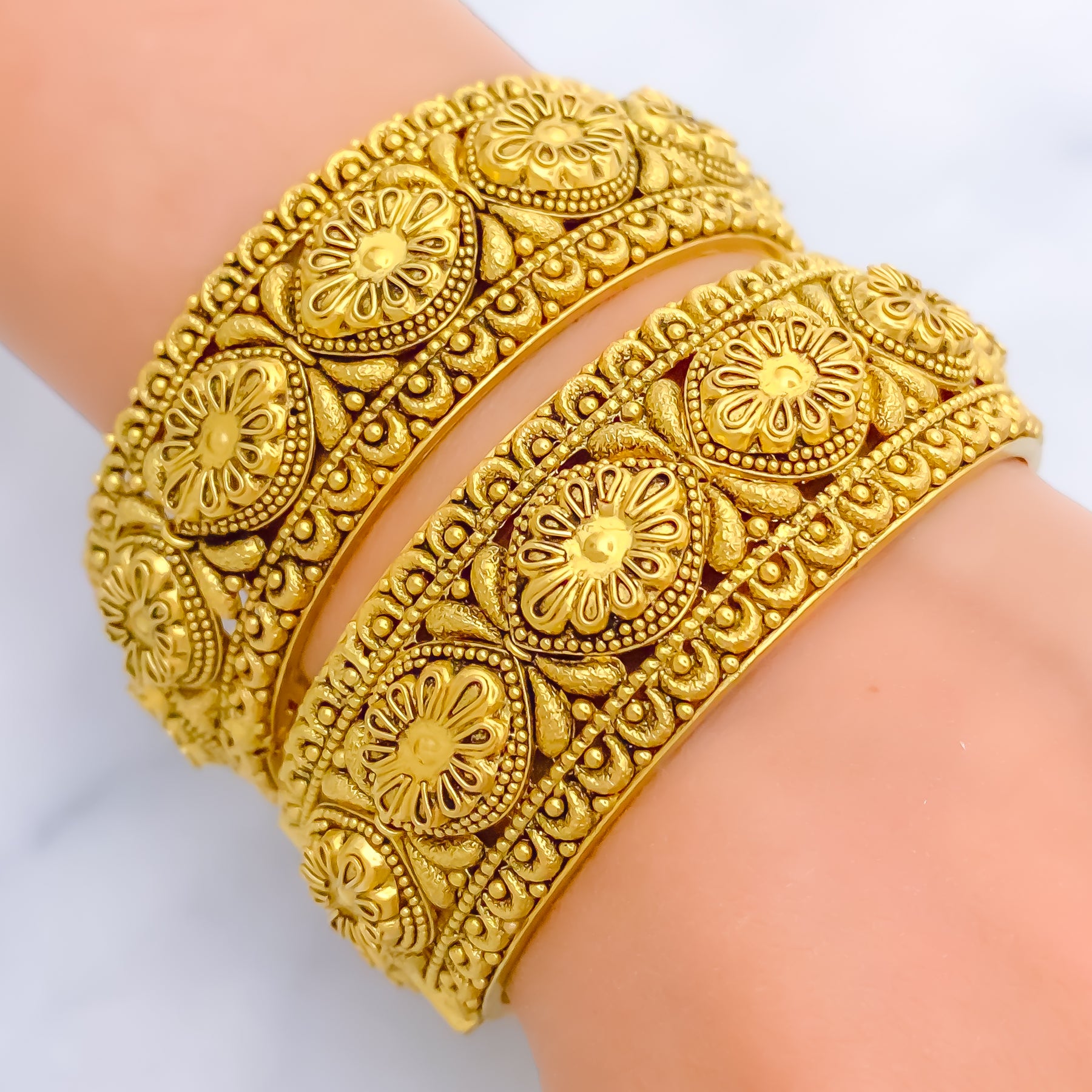 Timeless Eclectic 22k Gold Antique Statement Bangles – Andaaz Jewelers