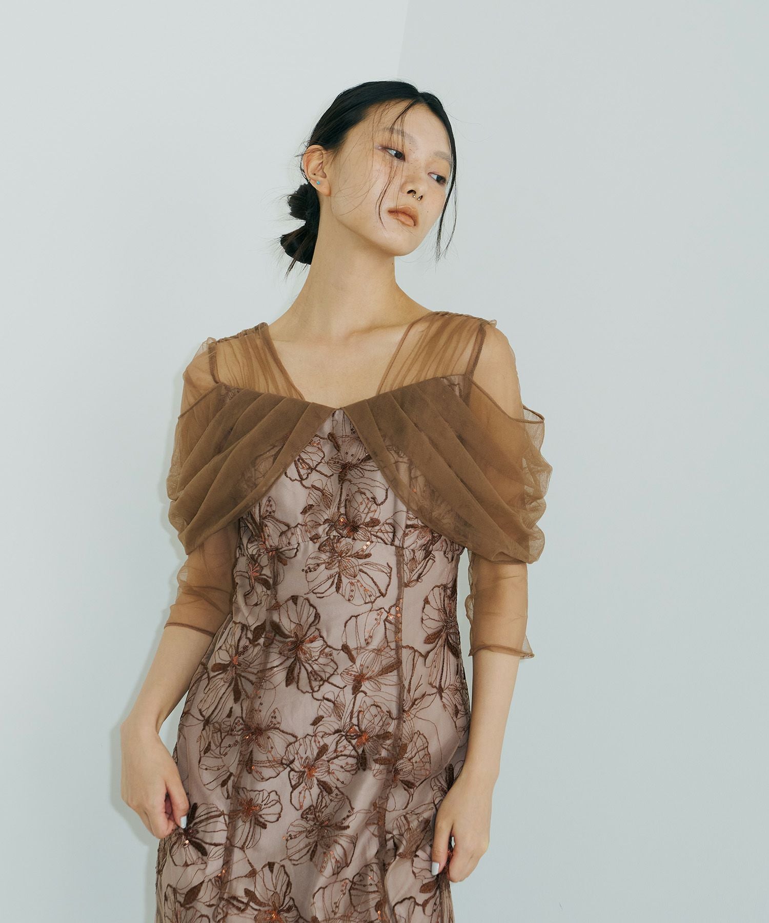 tulle drape spangle dress | ANDRESD