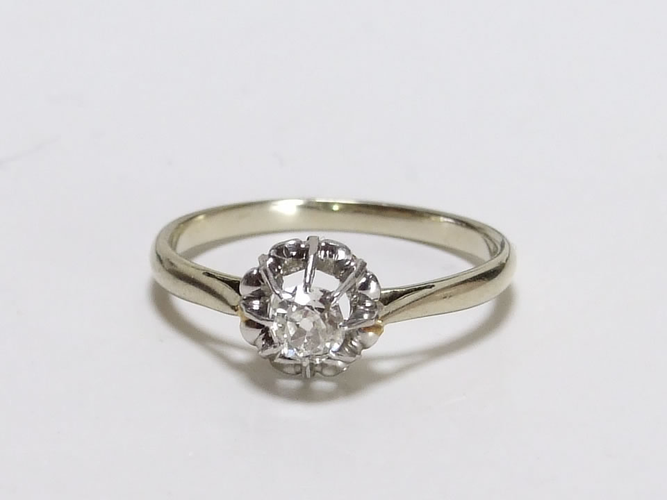 アンティークソリテール オールドマインカットダイヤモンドリング