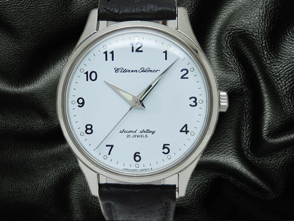 JA-3068| シチズン ホーマー 21石 鉄道時計 SS アイスブルーダイヤル