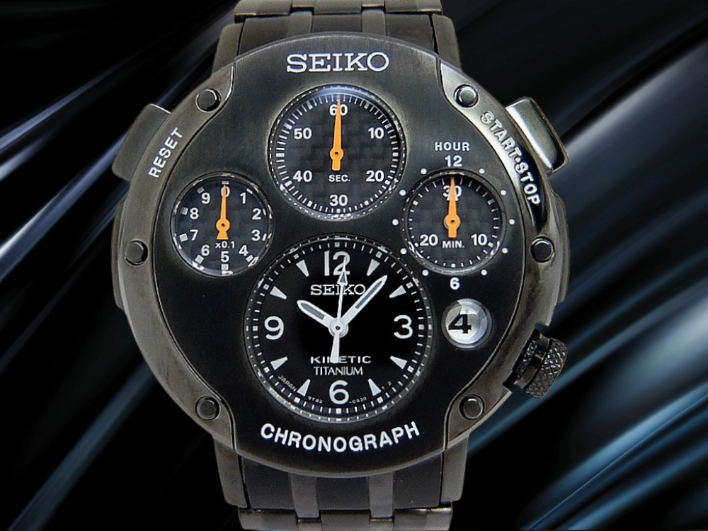 JA-3348| セイコー キネティック クロノグラフ SBXZ003 9T82-0A40 PVD