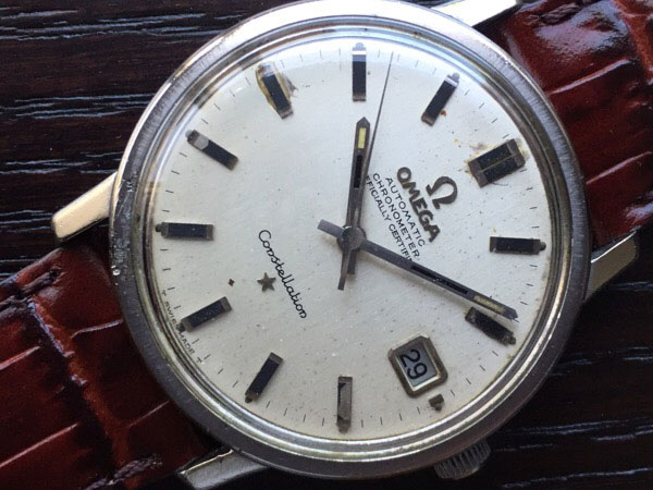 オメガ コンステレーション ラウンド 自動巻き 日付表示機能付 型押し