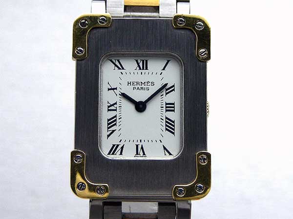 エルメス HERMES クロアジュール ホワイトローマンダイヤル 手巻き