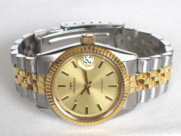 テクノス コンビ レディース 美品 オートマチック スイス製 自動巻き