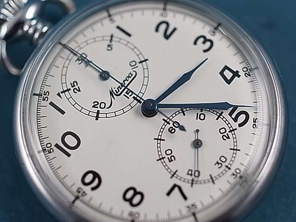 ミネルバ MINERVA 手巻きクロノグラフ 懐中時計 ワンプッシュクロノ