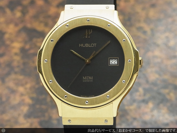 ウブロ HUBLOT クラシック MDMジュネーブ 18KYG 金無垢 ブラック文字盤