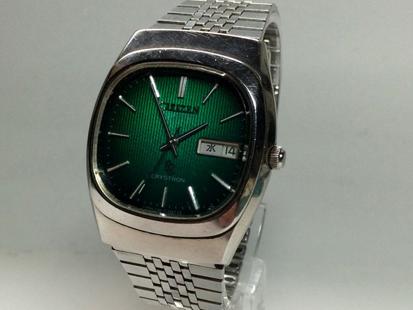 シチズン クリストロン クオーツ 1970年代 美しい緑のグラデーション