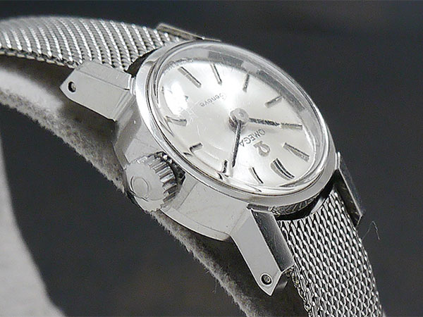 オメガ ジュネーブ ラウンド シルバーダイアル 手巻き 社外メッシュ