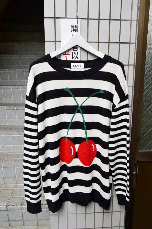 KIDILL キディル】チェリーボーダー柄ニット