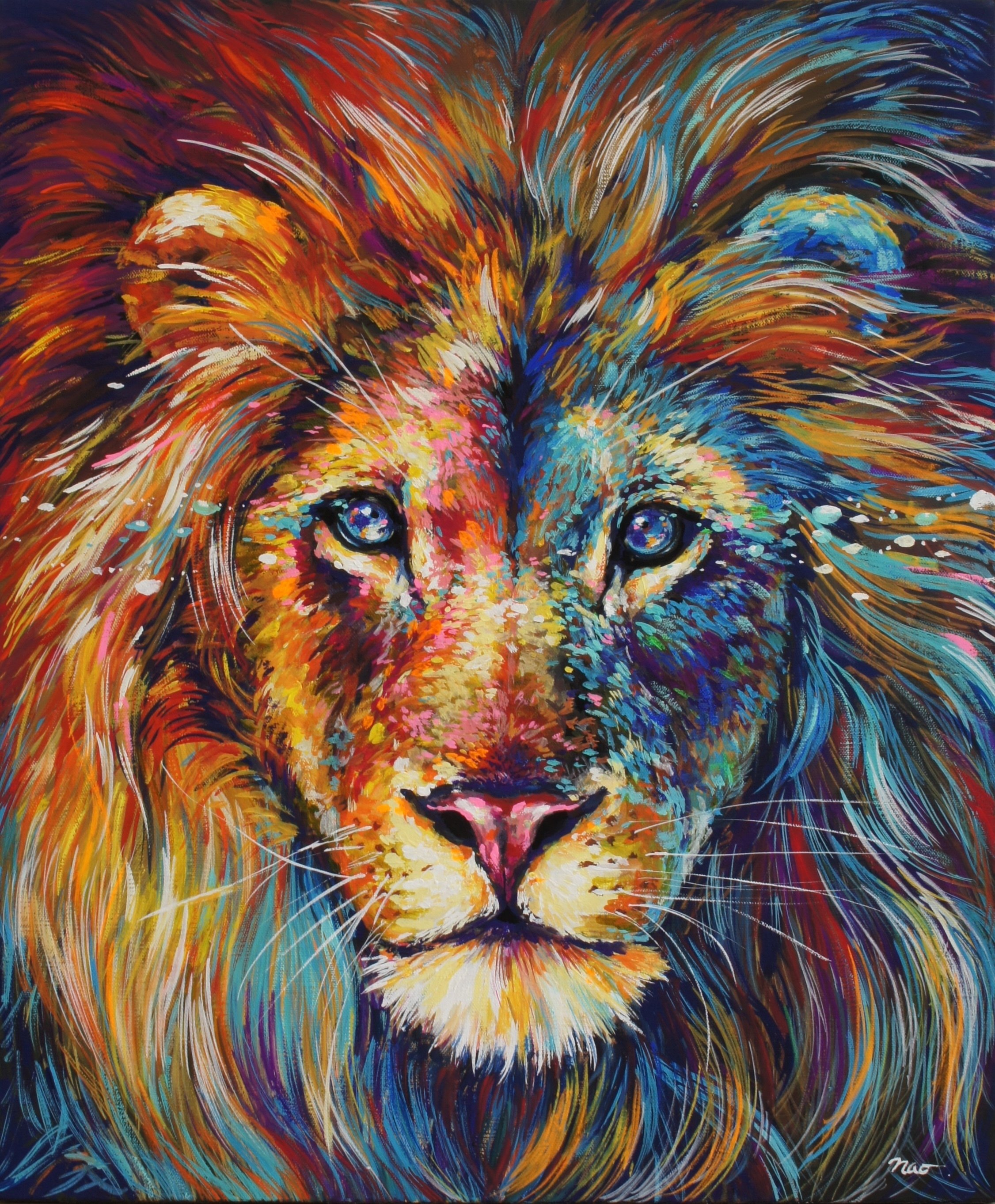 す*ず様 「 幸福のライオン 」｜絵画 原画 抽象画 絵 動物画