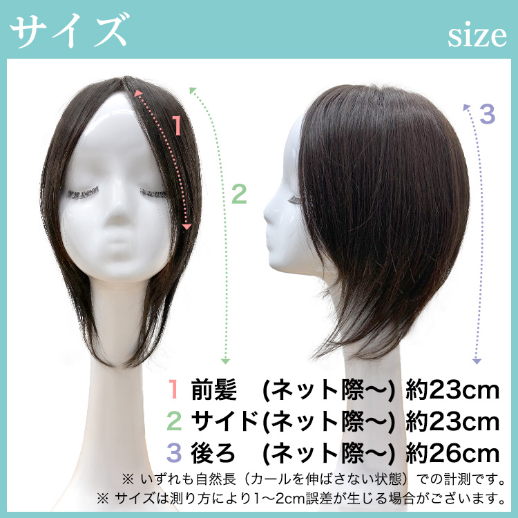 部分ウィッグ/総手植え人毛100％ヘアピース ワイドリアルスキン
