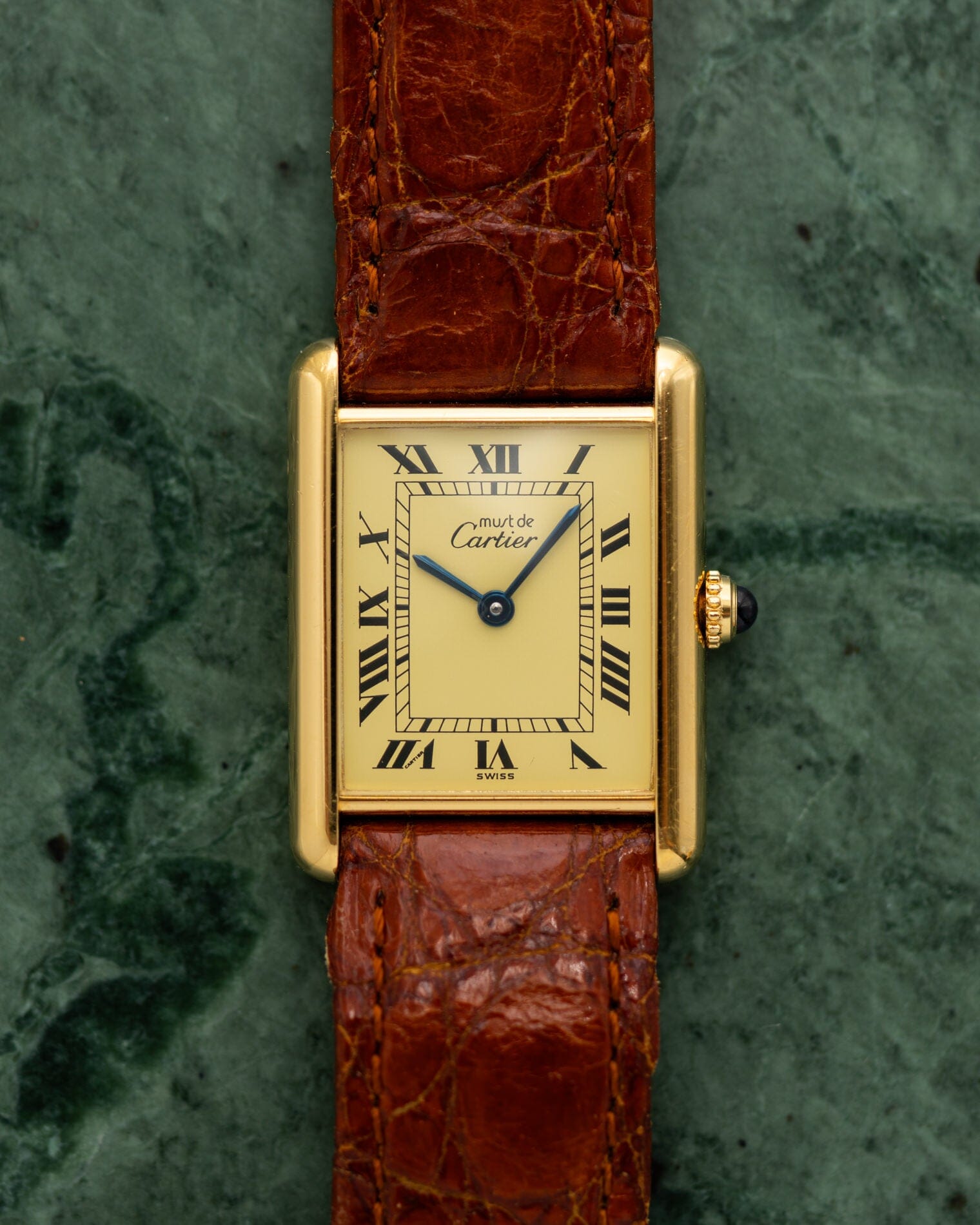 must de Cartier Tank Mens Ivory Roman Quartz 1980s | ARBITRO