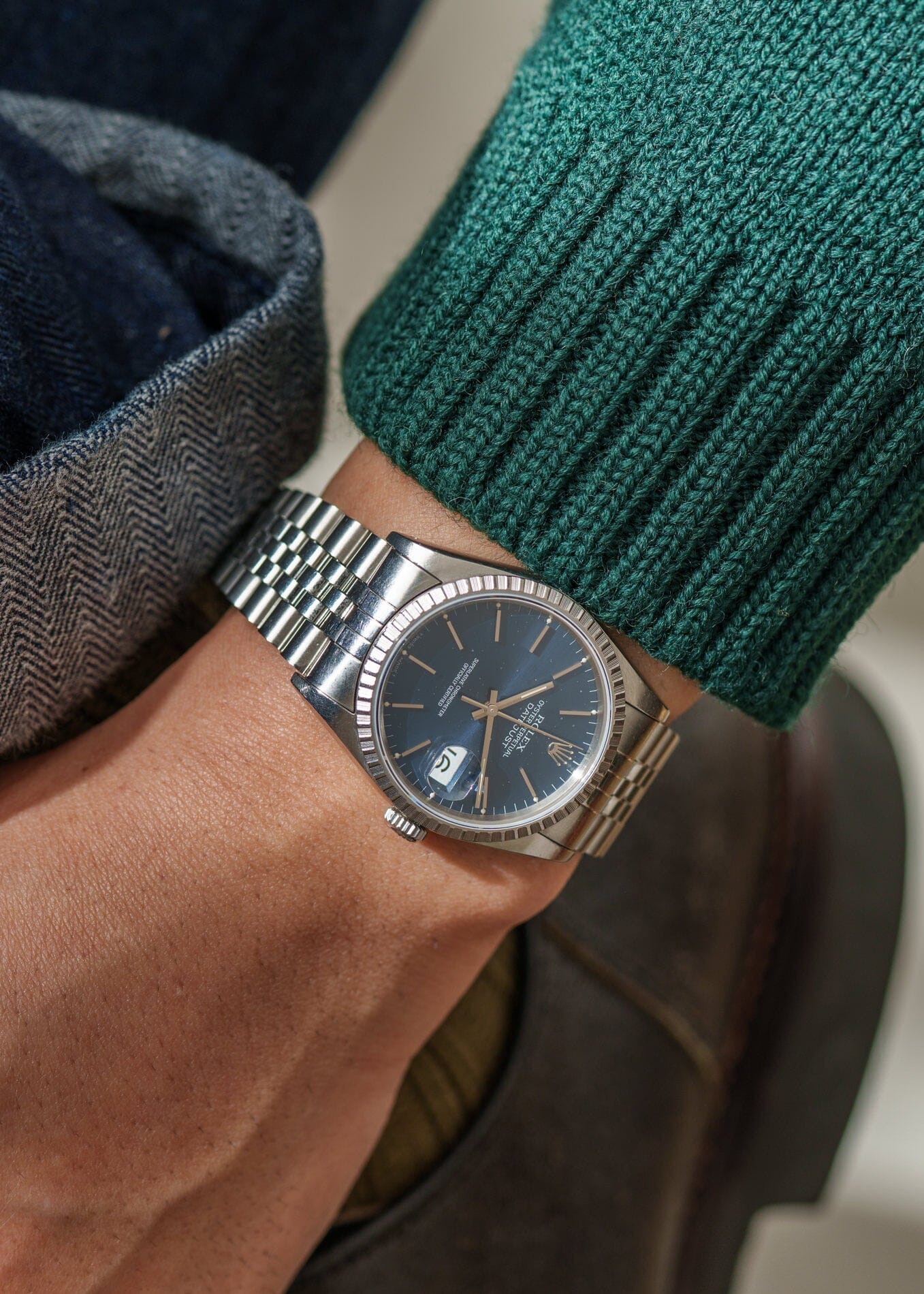 ロレックス デイトジャスト 16220 ブルーダイアモンドダストダイアル