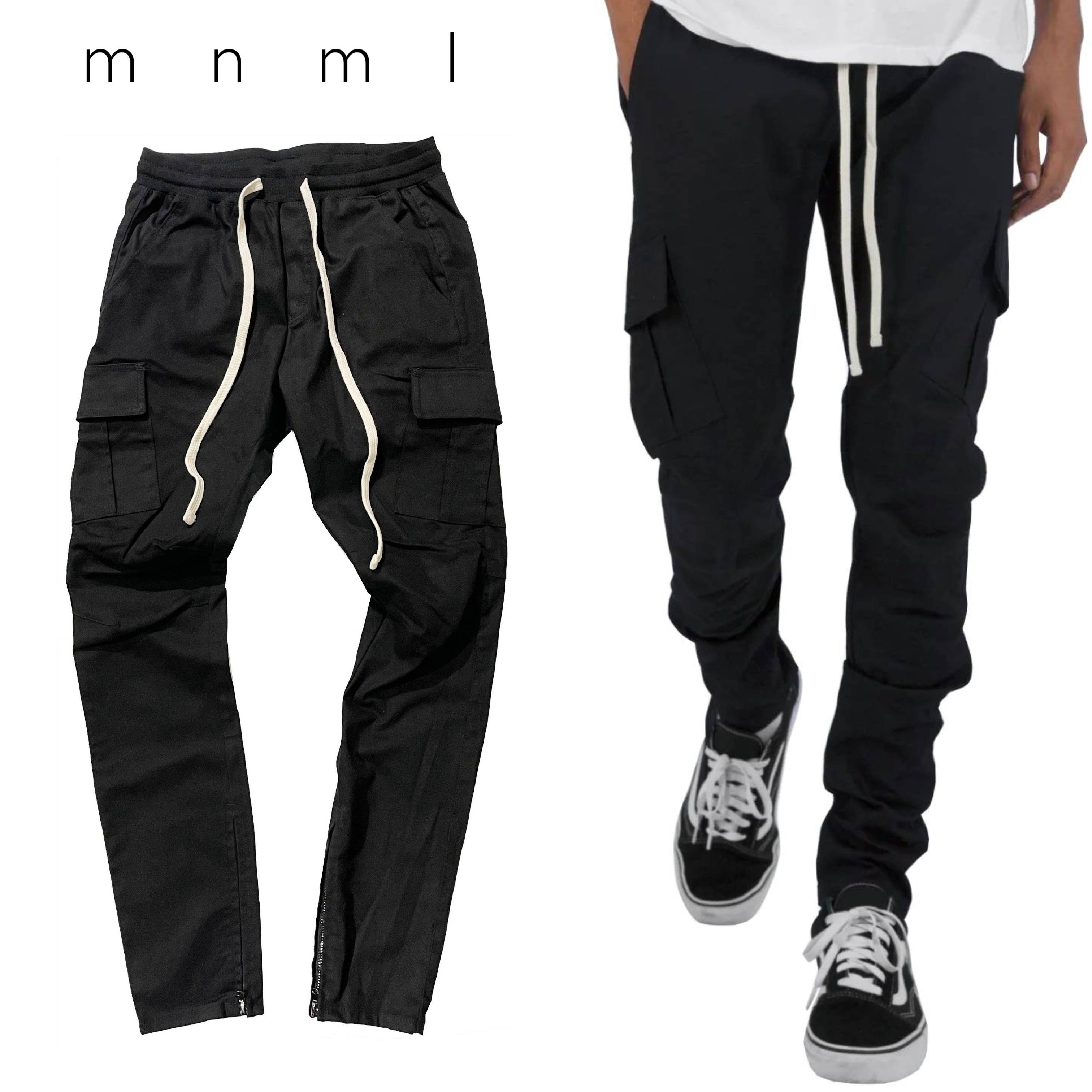 mnml ZIP カーゴ ドローコード パンツ ブラック CARGO DRAWCORD PANTS