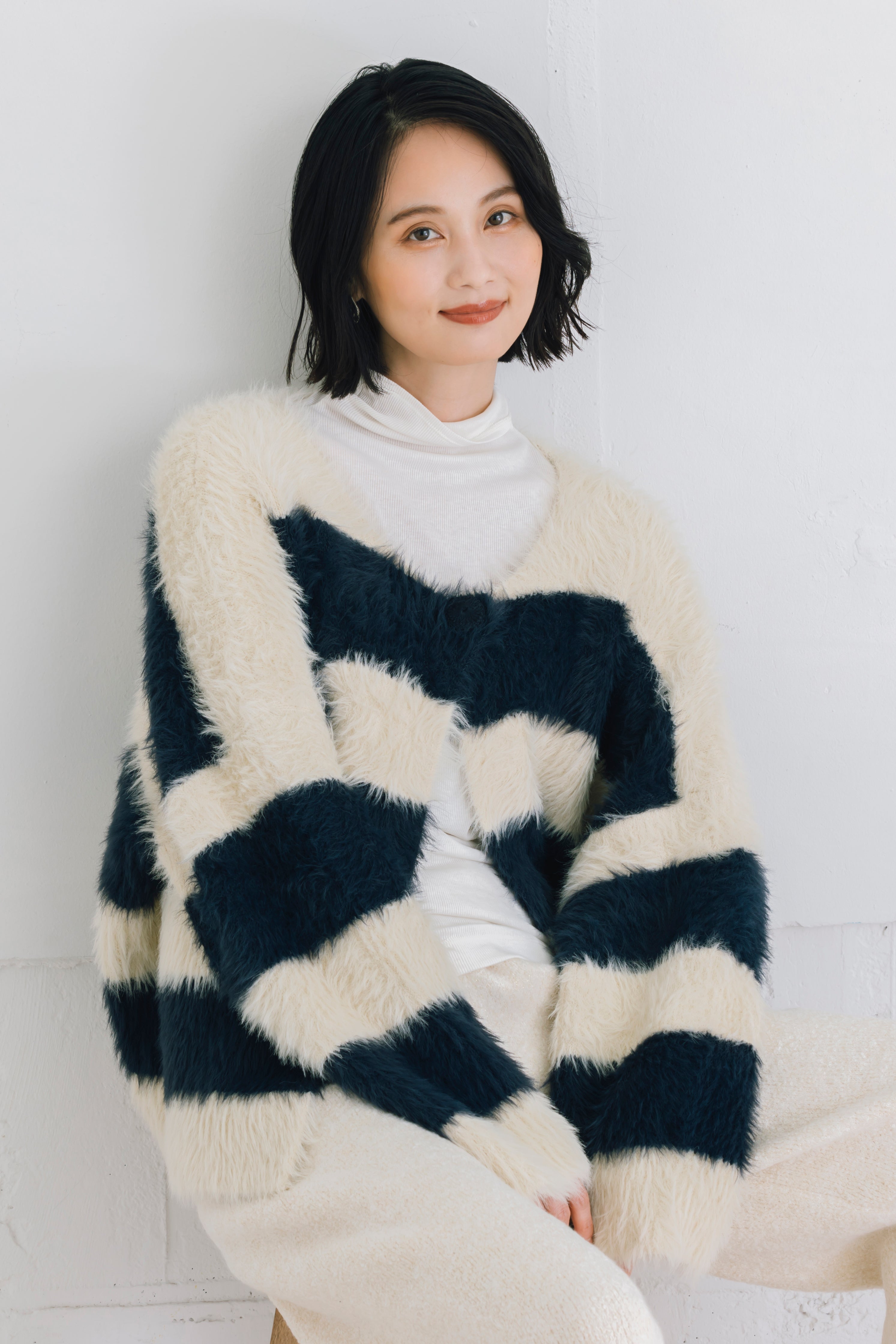 シャギーボーダーニットジャケット NS-254 – ATELIER N'S