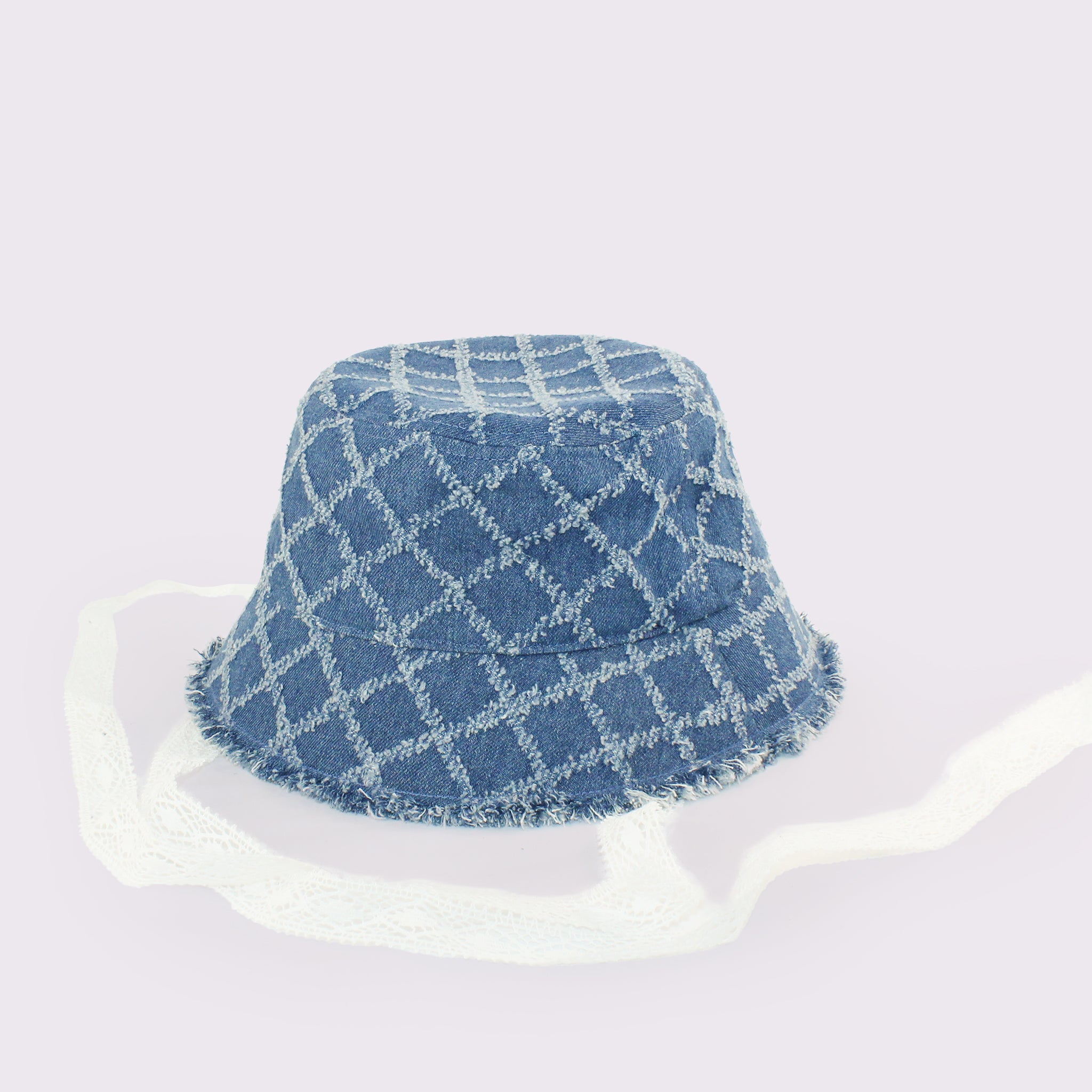 格子デニムバケット