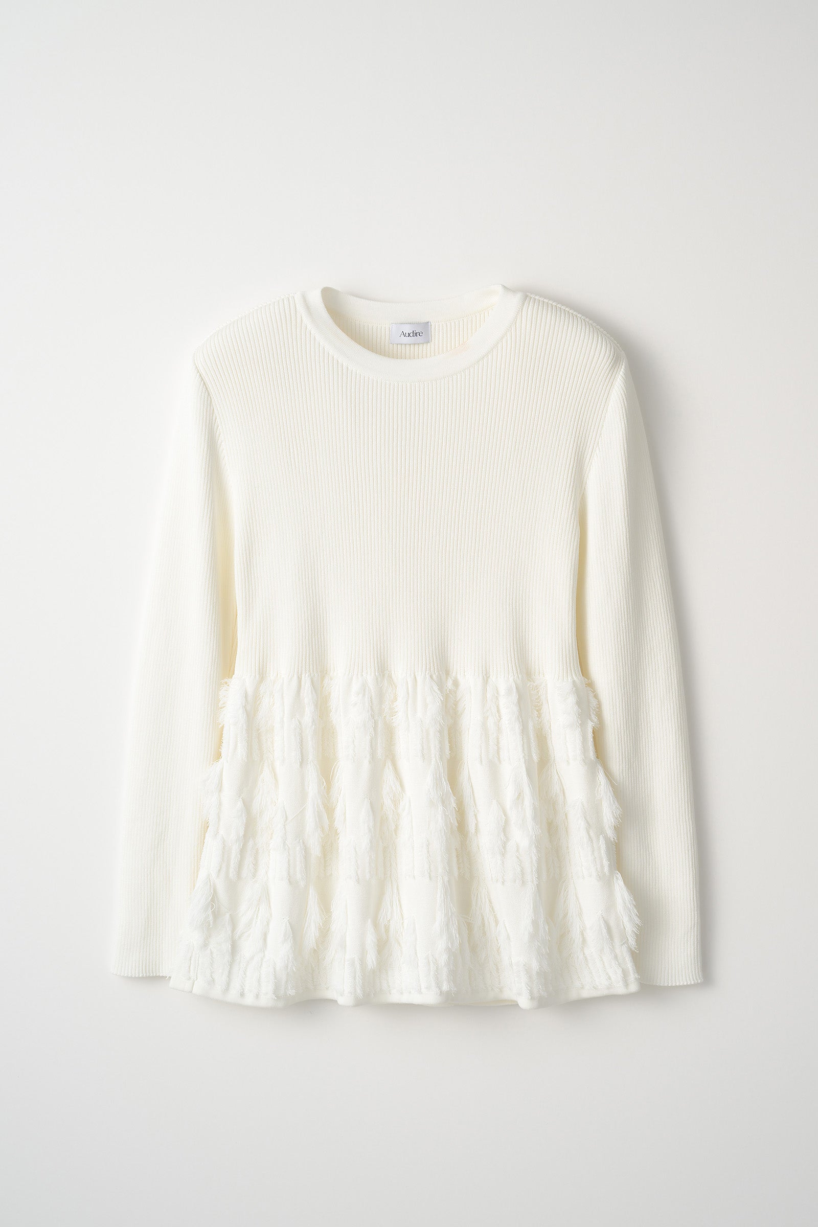 Fringe rib knit tops(White) – Audire