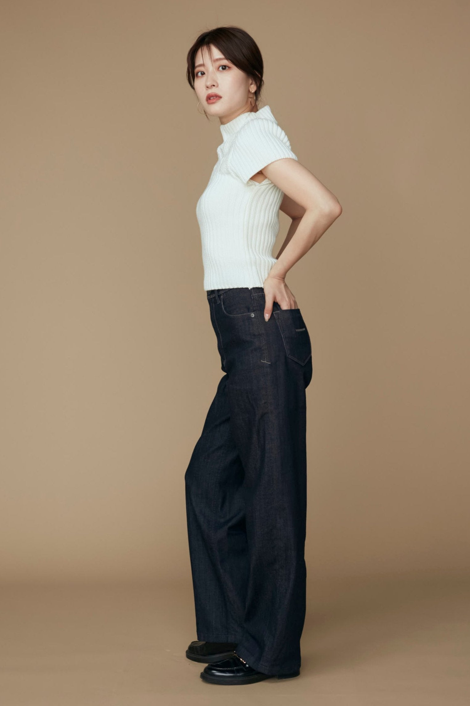 Diamond knit tops (Ivory) – Audire