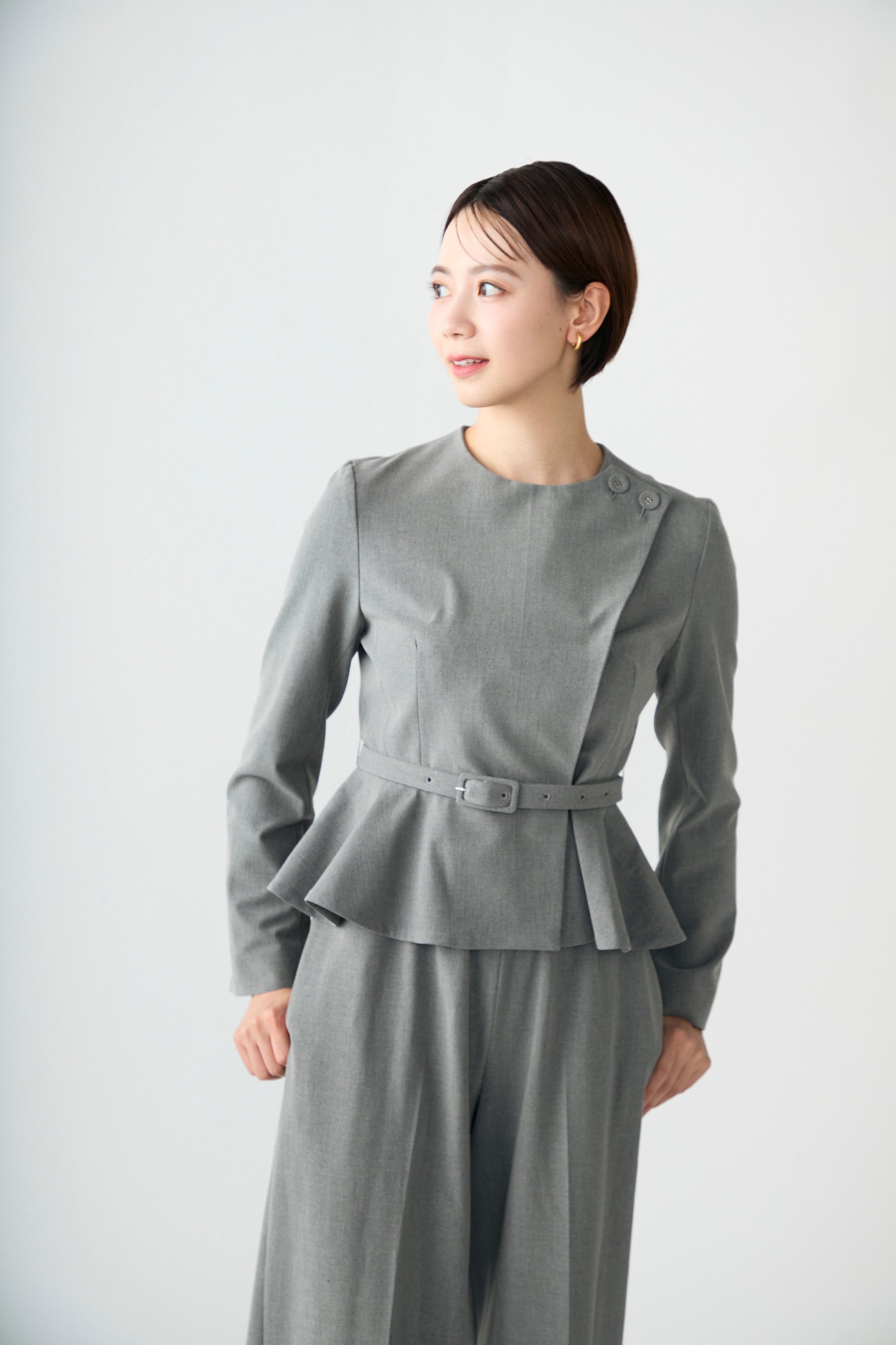 Noona peplum jacket(Gray) – Audire